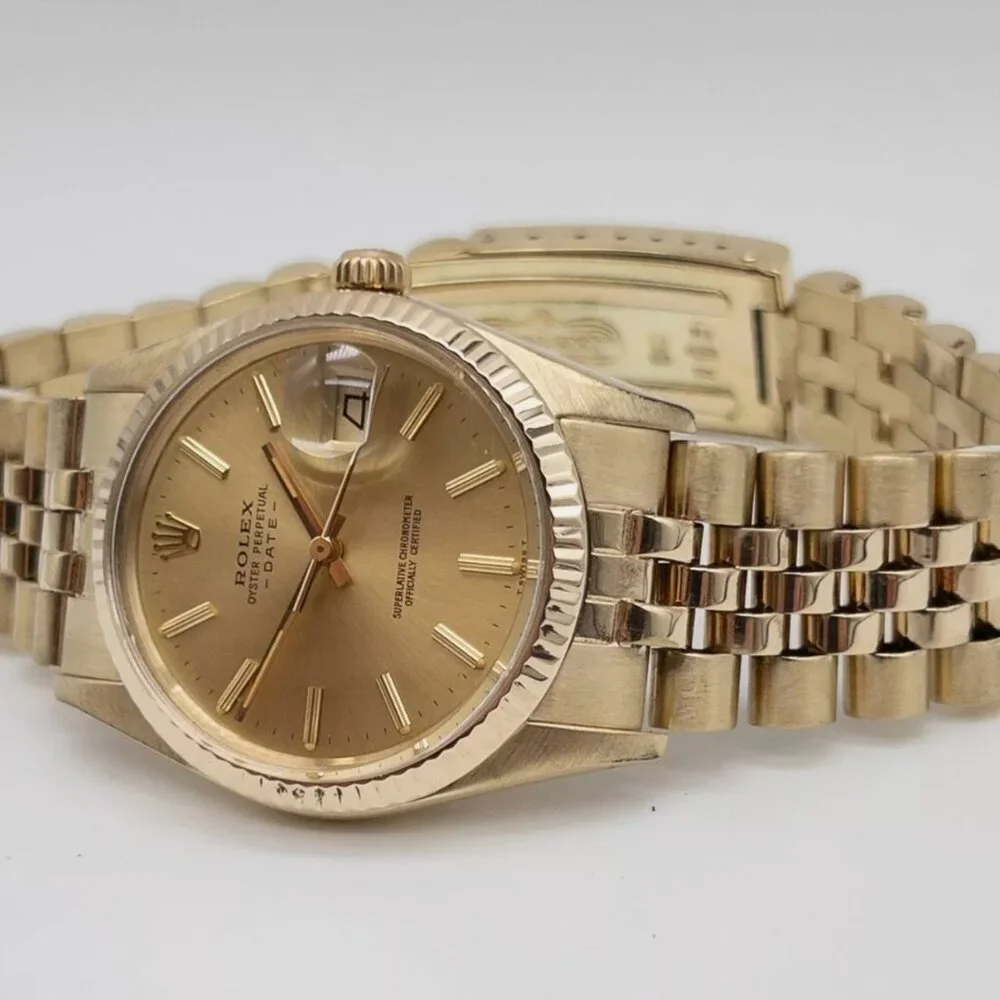 Rolex 14kt Yellow Gold Men's 34mm Dial Watch With Papers